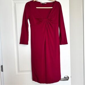Diane Von Furstenberg Elena Dress Womens 100% Wool Twist Front 3/4 Sleeve Size 8